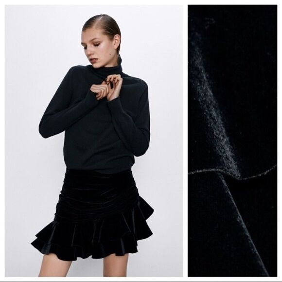 ZARA VELVET MINI SKIRT - Picture 7 of 10